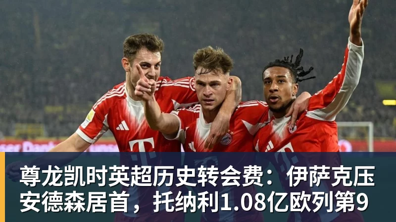 尊龙凯时英超历史转会费：伊萨克压安德森居首，托纳利1.08亿欧列第9