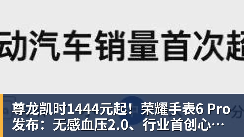 尊龙凯时1444元起!荣耀手表6 Pro发布:无感血压2.0、行业首创心脏停搏监测